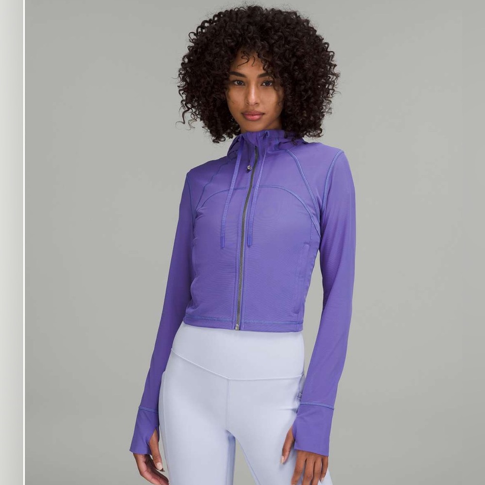 lululemon Nulu & Mesh Hooded Cropped Define Jacket Charged Indigo Size 6